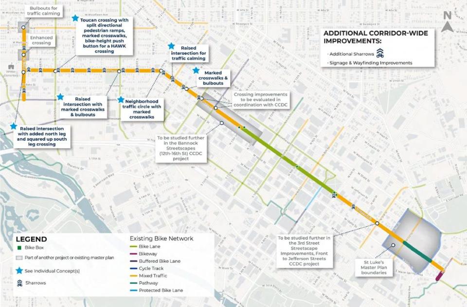 The western phase of ACHD’s proposed Bannock Street project.