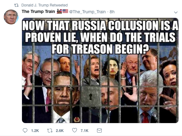 A retweet from President Trump’s account on Wednesday.