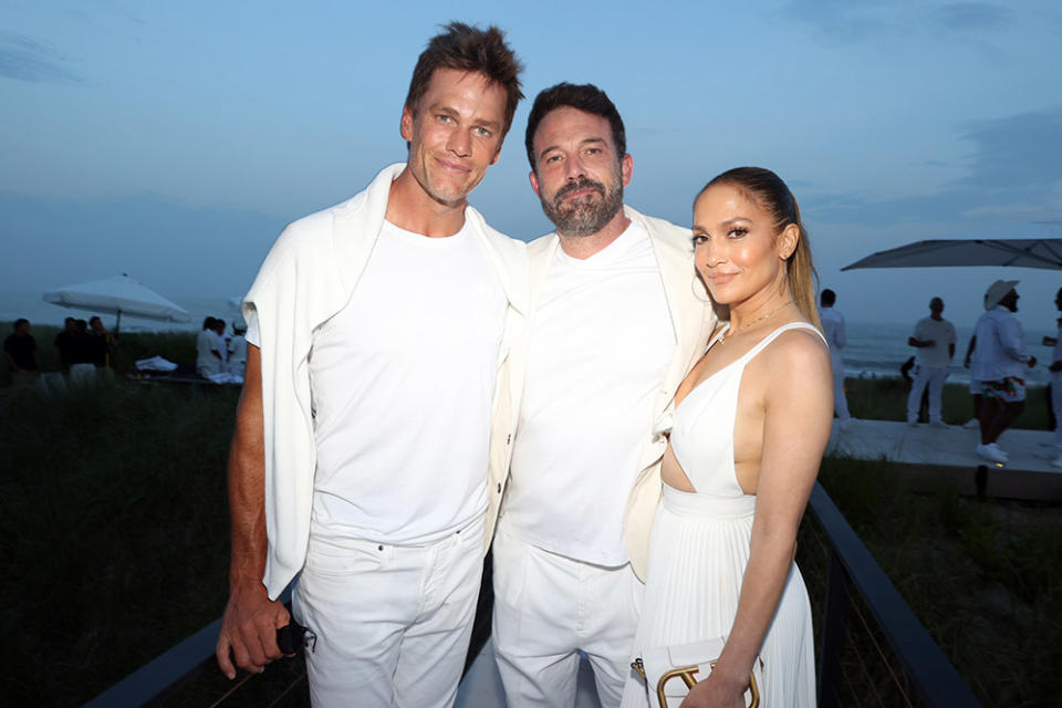 Tom Brady, Ben Affleck and Jennifer Lopez at Michael Rubin Hamptons White Party