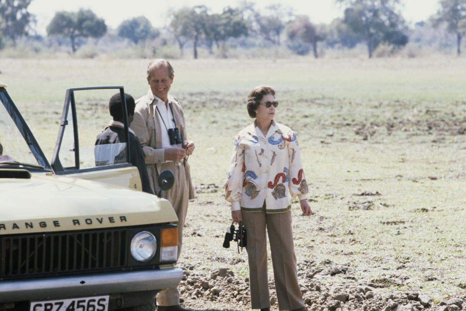 Queen Elizabeth II and Prince Philip on Safari in Zambia