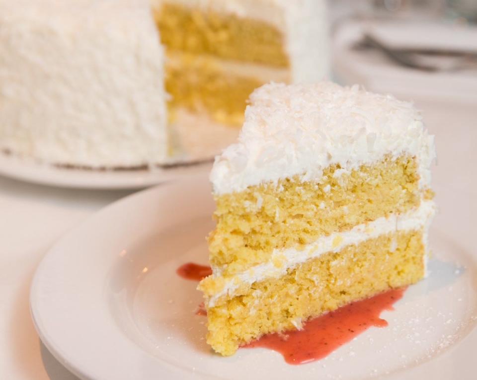 Chef Matthew Byrne's locally famous coconut cake is served at his Kitchen restaurants in West Palm Beach and Palm Beach Gardens.