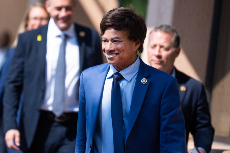 Rep. Shri Thanedar leaves a meeting of the House Democratic Caucus on Tuesday, July 9, 2024. (Tom Williams/CQ-Roll Call, Inc via Getty Images)