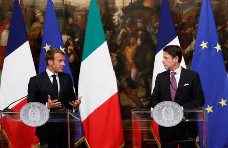 French President Macron and Italian PM Conte meet in Rome