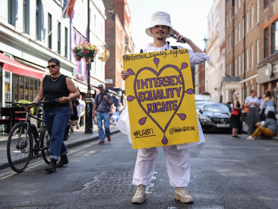 Intersex campaigner Valentino Vecchietti at the London Trans Pride protester in July 2022, England, UK (Getty Images)