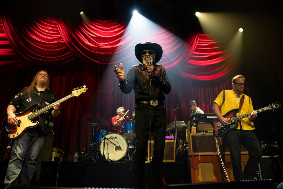 Robert Finley performs during the Tell Everybody! record release show at Brooklyn Bowl in Nashville, Tenn., Wednesday, Aug. 9, 2023.
