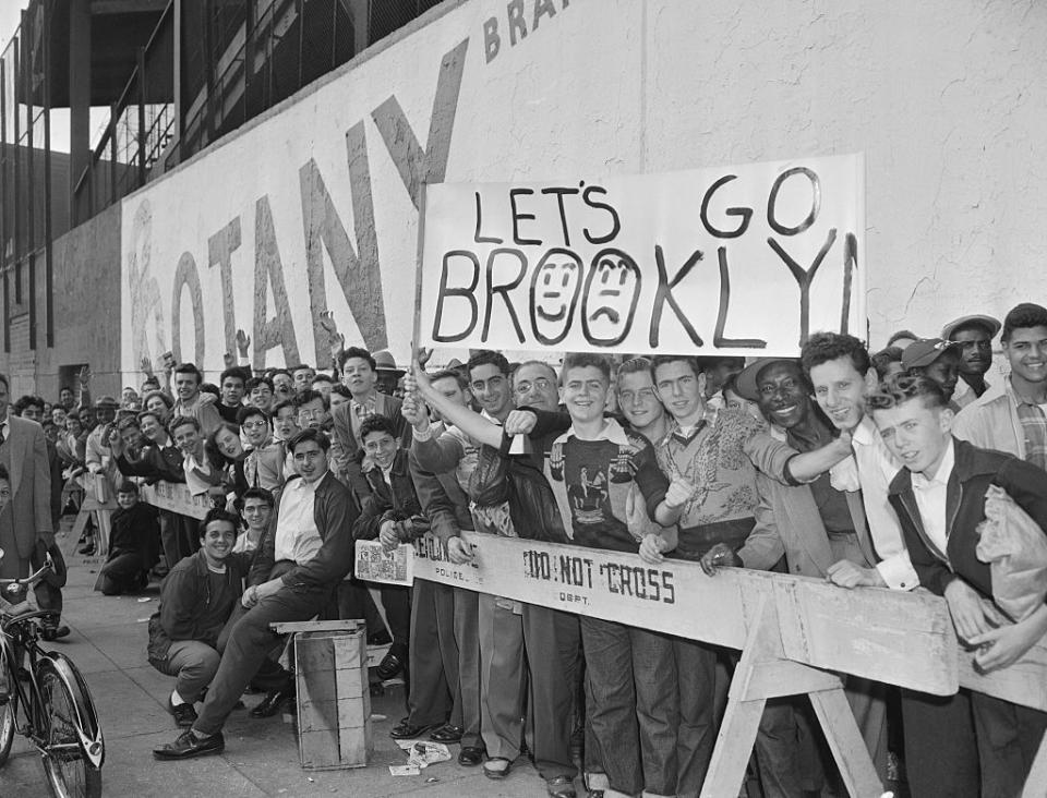 baseball crowds at ebbets field, giants vs dodgers