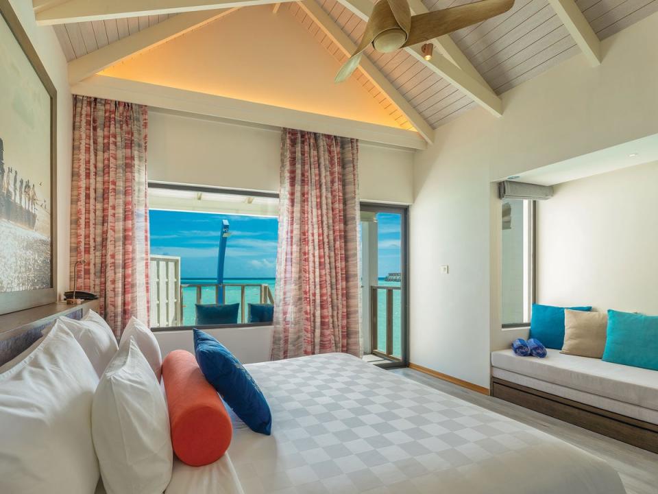 The water villas offer a sea view from bed (OBLU Xperience Ailafushi)