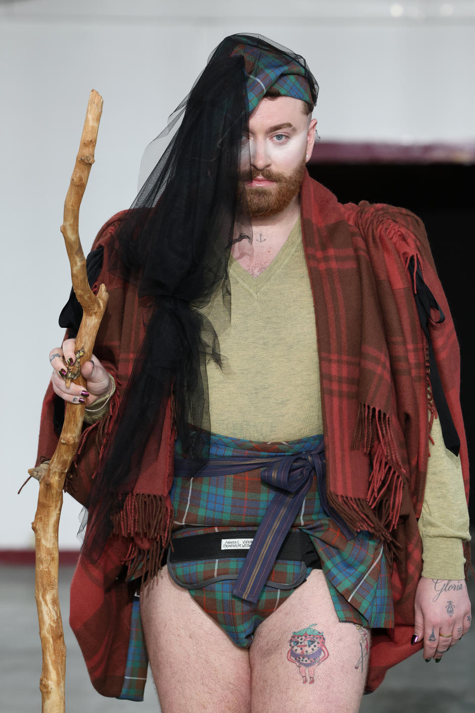 Sam Smith walks the runway during the Vivienne Westwood womenswear fall 2024 ready-to-wear presentation as part of Paris Fashion Week on March 2.