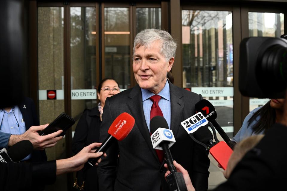 Steve Johnson speaks to media outside the New South Wales Supreme Court in Sydney, on 6 June 2023 (AAP IMAGE)