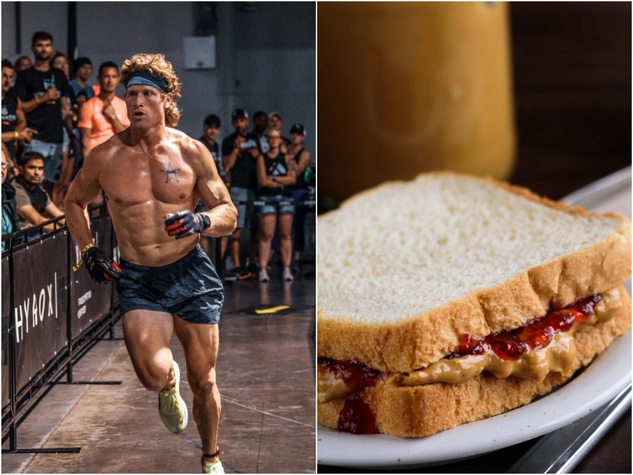 Hunter McIntyre and a PB&J sandwich