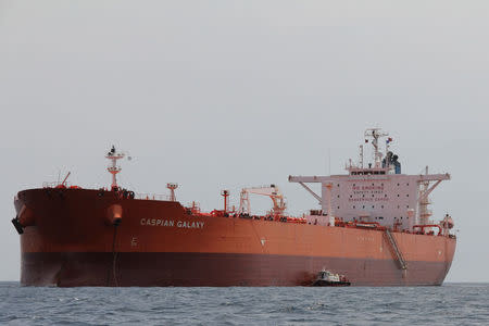 The oil tanker Caspian Galaxy sits anchored near Amuay beach, in Punto Fijo, Venezuela. REUTERS/Stringer