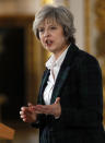 Britain's Prime Minister Theresa May delivers a speech on leaving the European Union at Lancaster House in London, Tuesday, Jan. 17, 2017. (AP Photo/Kirsty Wigglesworth, pool)