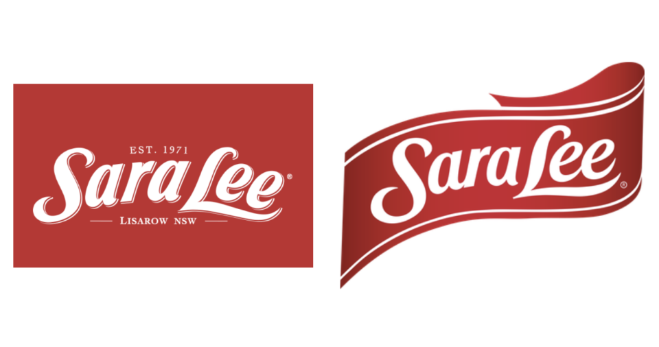 Sara Lee 澳洲的商標（左）以及 Sara Lee 美國的商標（右）。Sara Lee 澳洲商標會註明他們源自澳洲。