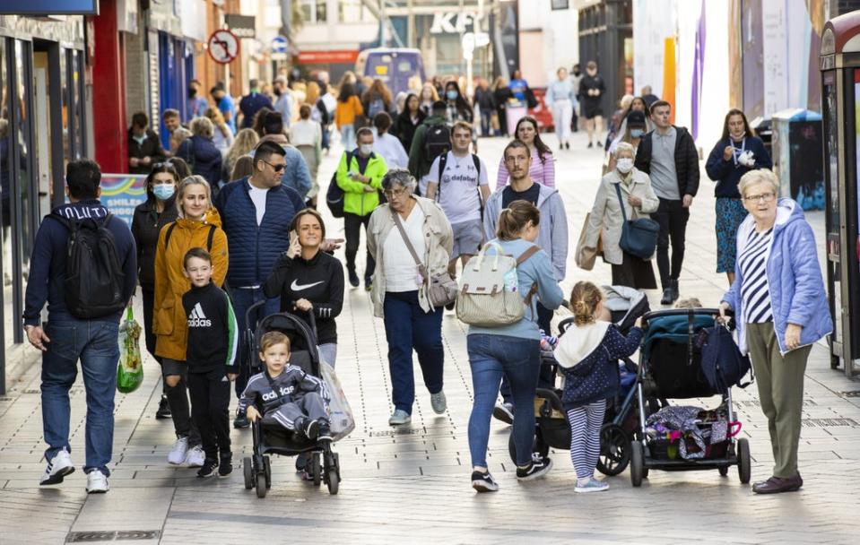 Shoppers on the high street in Belfast on Monday (Liam McBurney/PA) (PA Wire)