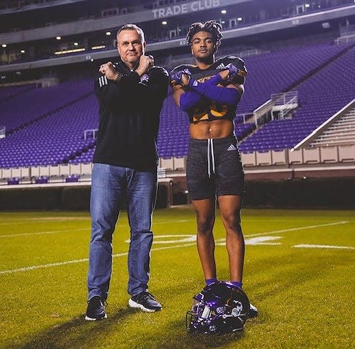 Former Jacksonville football standout Tymir Brown is joined by East Carolina coach Mike Houston. Brown played two seasons at North Carolina before transferring to ECU.