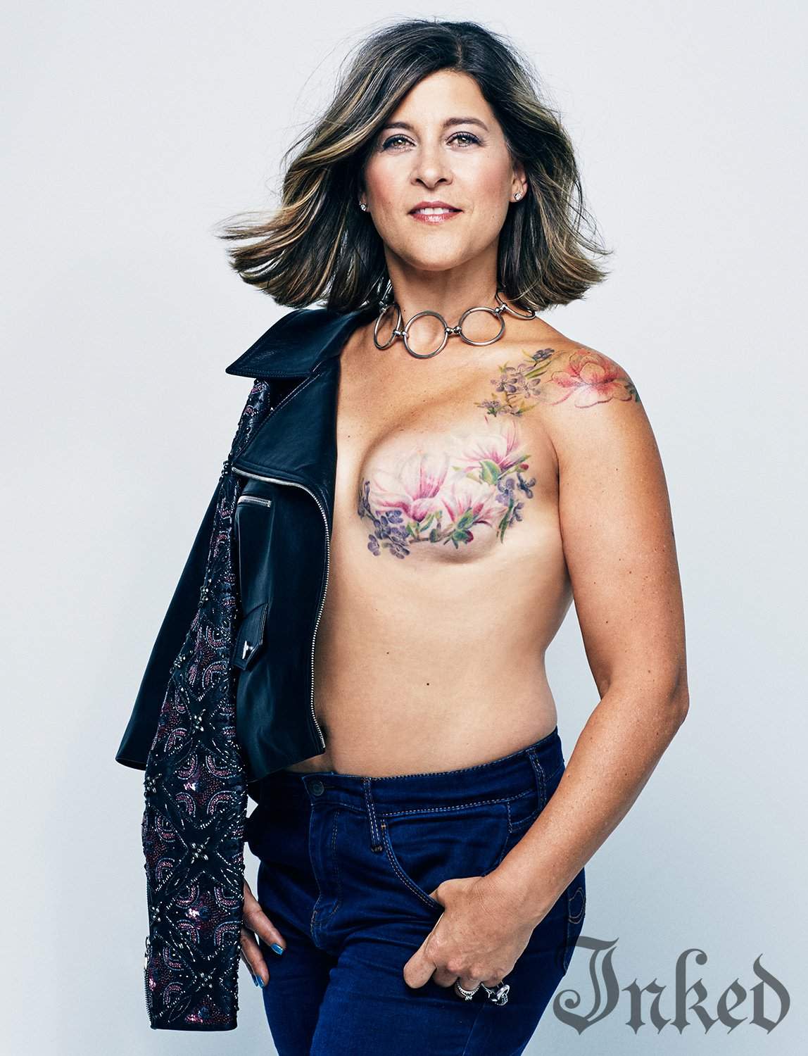 Sonia displays her stunning tattoos following breast cancer