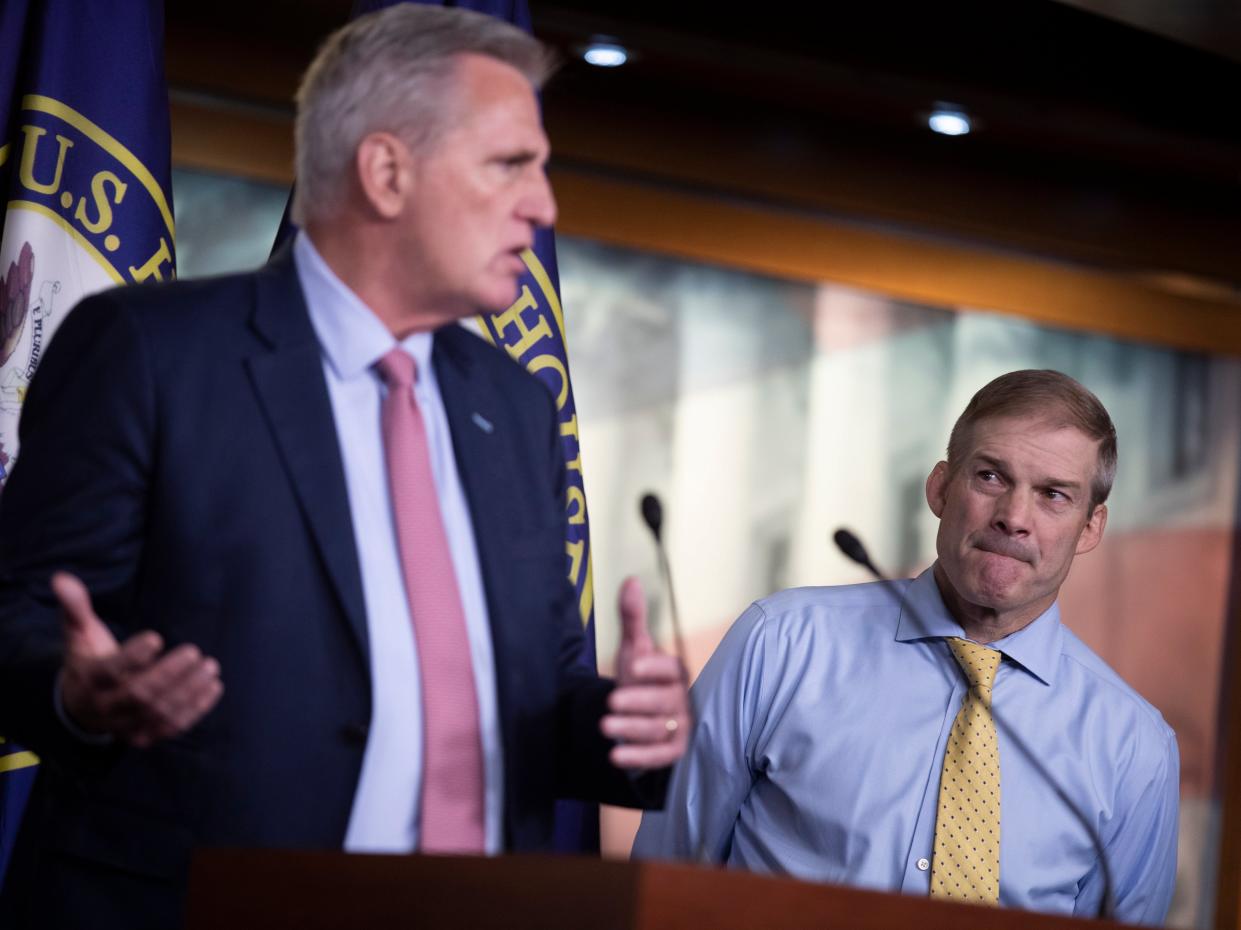 House Minority Leader Kevin McCarthy speaks to reporters at the Capitol. (EPA)