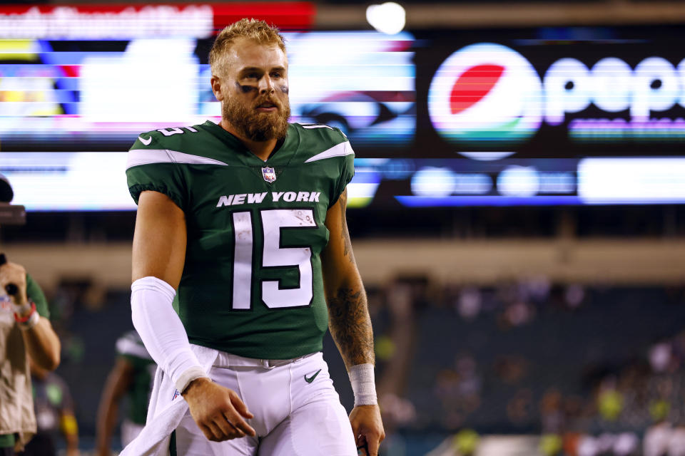 New York Jets quarterback Chris Streveler took over for struggling Zach Wilson in the second half against the Jaguars. (AP Photo/Rich Schultz)