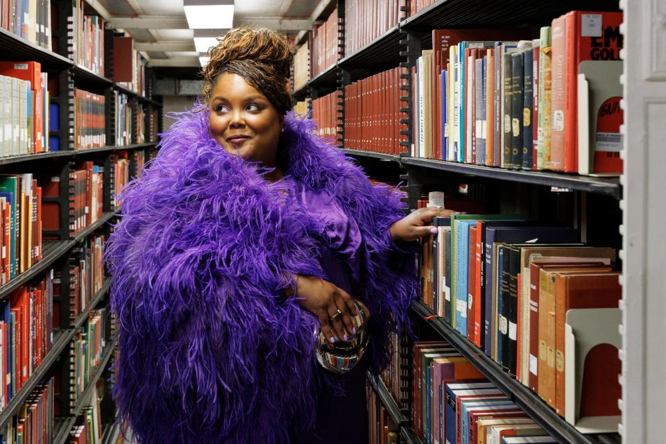 Danielle Pinnock (Alberta) of the CBS comedy, "Ghosts," tours the Library of Congress, April 9, 2024.