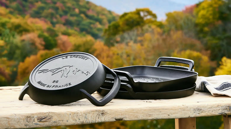 Le Creuset outdoor cast iron skillets