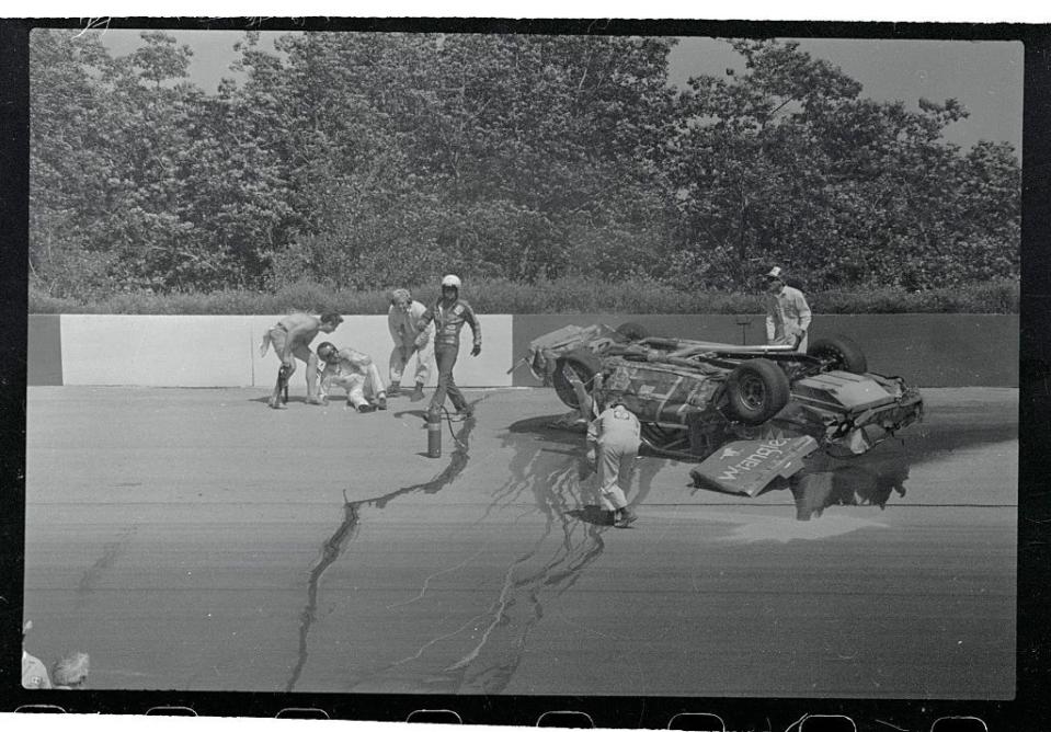 view of car crash during the pocono 500