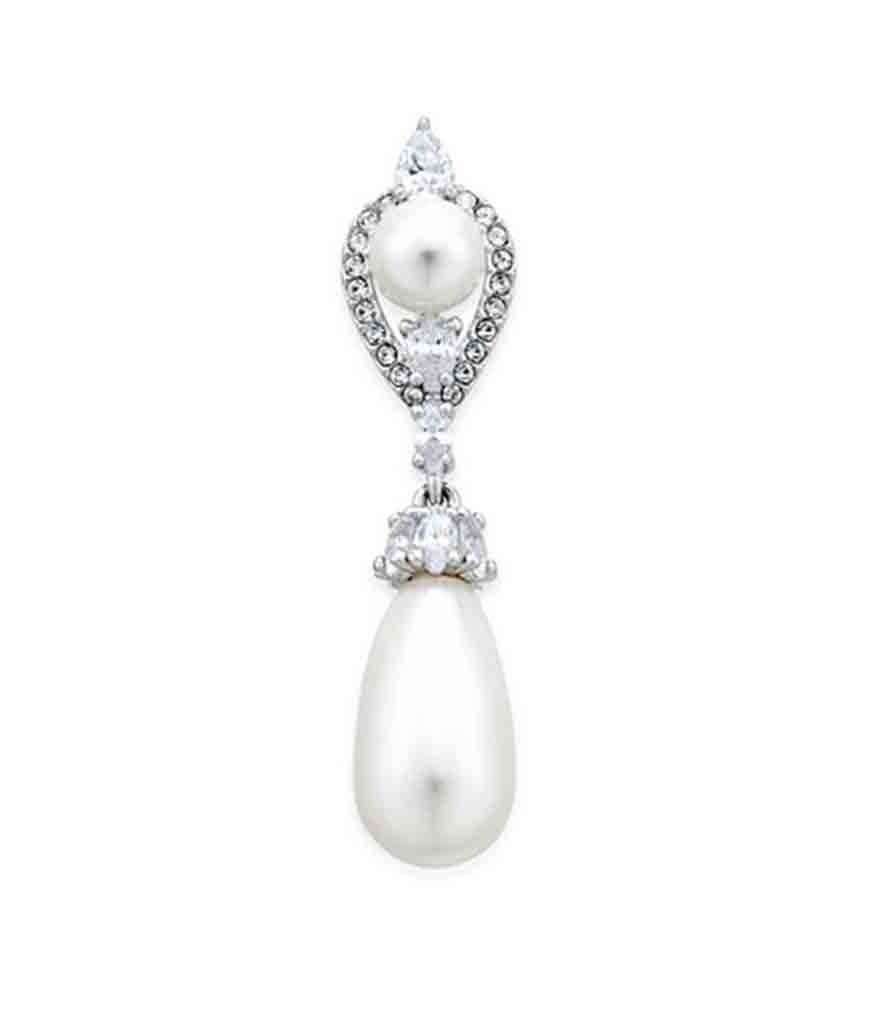 Eliot Danori Alhambra Silver-Tone Glass Pearl Teardrop Earrings, $75, macys.com