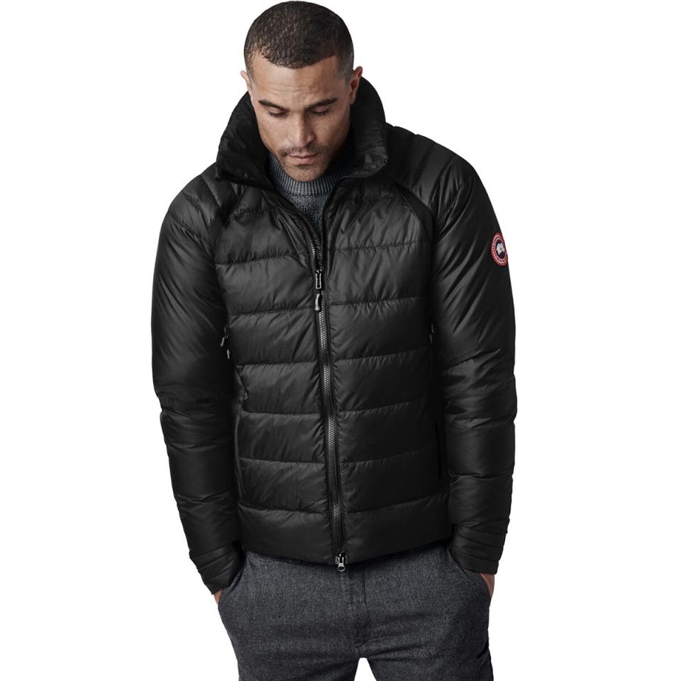 Man wearing black down jacket