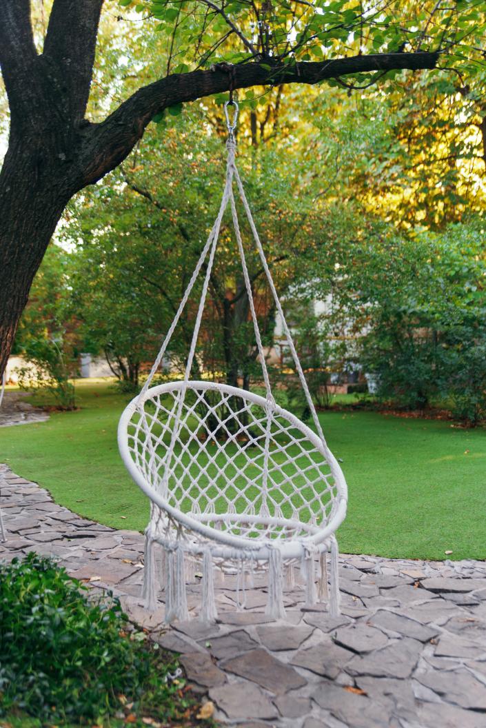 Swoon-worthy macrame swings are a favorite with kids and adults alike.