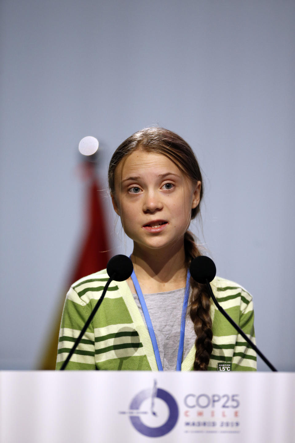 Greta Thunberg during the ninth day oif COP25 Chile-Madrid at IFEMA Madrid on 11 Dec 2019.(ALTERPHOTOS/Manu R.B./Sipa USA)