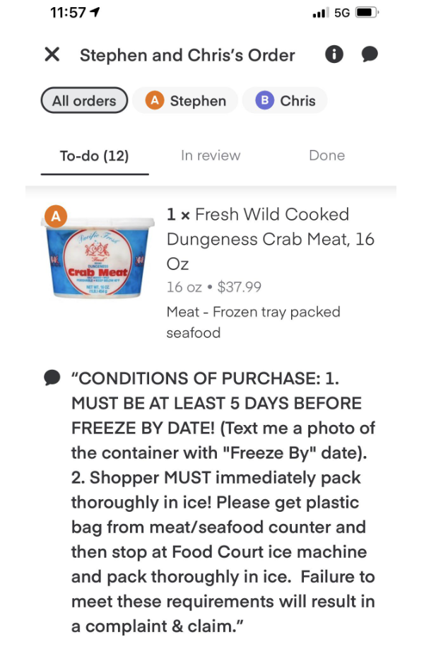 "CONDITIONS FOR PURCHASE:"