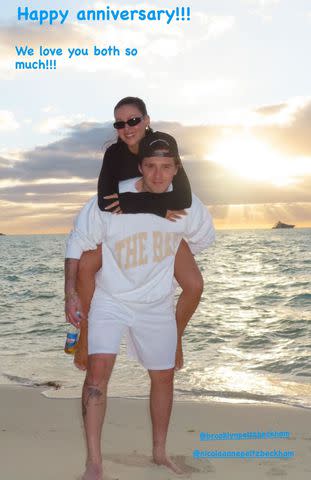 <p>Victoria Beckham/Instagram</p> Victoria Beckham shares a photo of Brooklyn Beckham and Nicola Peltz Beckham on their second wedding anniversary