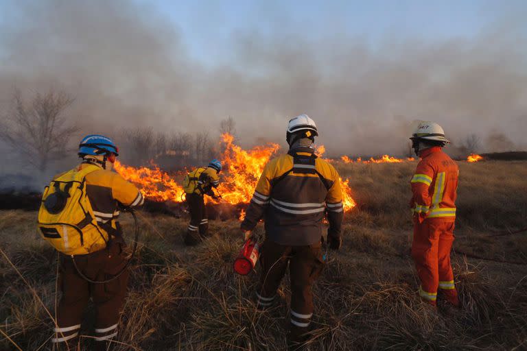 El trabajo de los bomberos para combatir el fuego 