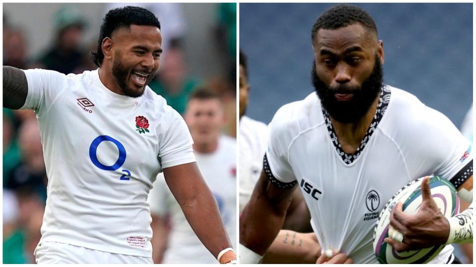 Manu Tuilagi of England and Semi Radradra of Fiji. Credit: Alamy