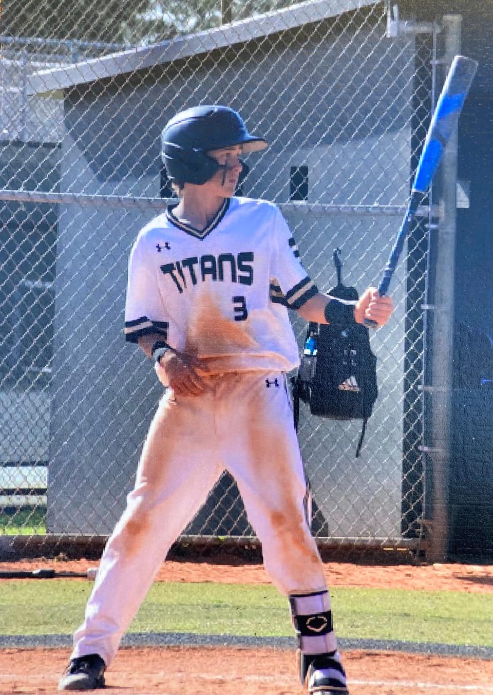 Ashton James Maughan in 10th grade playing baseball for Treasure Coast High School