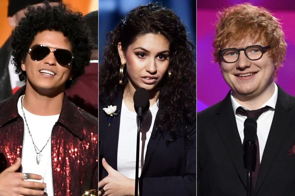 Bruno Mars, Alessia Cara and Ed Sheeran