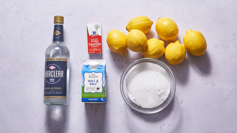 ingredients for crema di limoncello