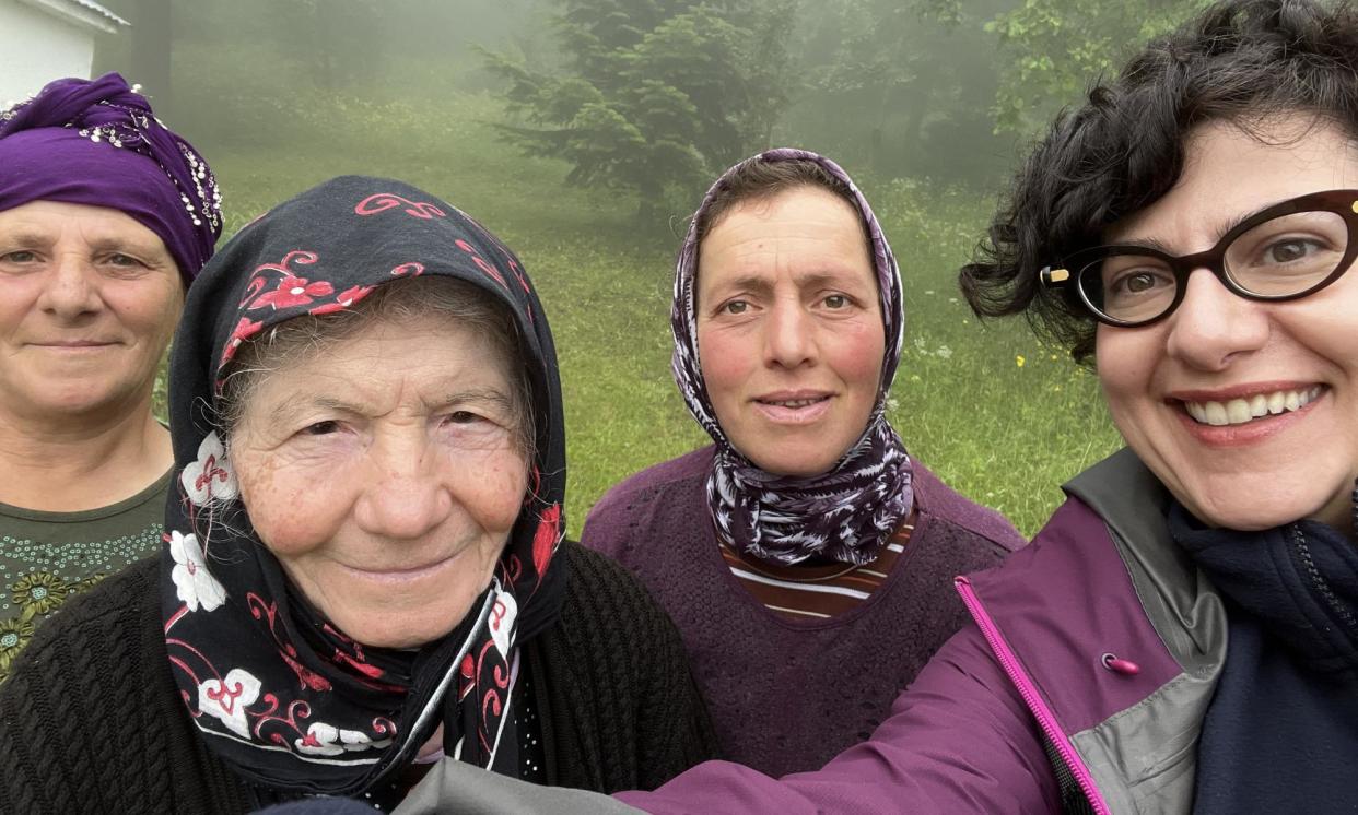 <span>Professor Ioanna Sitaridou, right, with a 100 year-old Romeyka speaker in Turkey’s Trabzon region.</span><span>Photograph: Professor Ioanna Sitaridou</span>