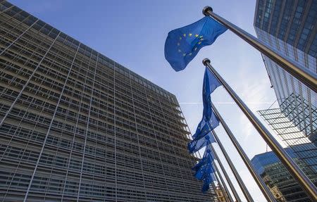 European flags fly at the entrance of the European Commission headquarters in Brussels, Belgium September 29, 2015. REUTERS/Yves Herman