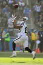 <p>Amari Cooper #89 of the Oakland Raiders makes the 87 yard catch for a touchdown during the second quarter of the game against the Los Angeles Chargers at StubHub Center on December 31, 2017 in Carson, California. (Photo by Harry How/Getty Images) </p>