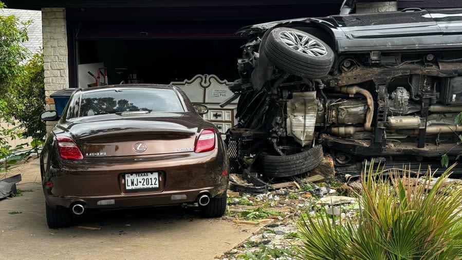 The Austin Police Department are searching for a person who ran away after video footage showed their vehicle plowing into a south Austin home | Todd Bynum/KXAN News