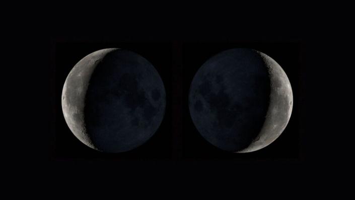 La Lune, le 8 mars 2021. Vue de l&#39;h&#xe9;misph&#xe8;re nord (gauche) et sud (droite). // Source : NASA&#x002019;s Scientific Visualization Studio