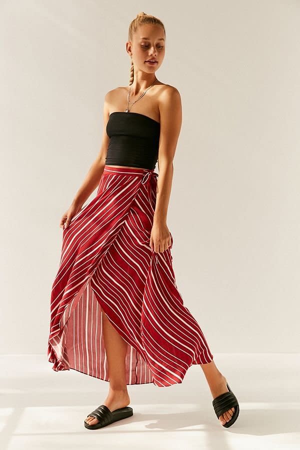 Get it at Urban <a href="https://www.urbanoutfitters.com/shop/uo-isabella-striped-maxi-wrap-skirt?category=SEARCHRESULTS&amp;color=060" target="_blank">Outfitters</a>, $69.