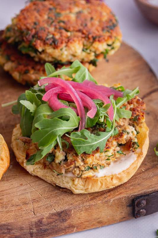 <p>The Cook Report</p><p>The tuna patties are crispy on the outside while still juicy in the center and they’re delicious topped with your choice of greens and a smear of paprika mayo.</p><p><strong>Get the recipe: <a href="https://thecookreport.co.uk/tuna-burgers/" rel="nofollow noopener" target="_blank" data-ylk="slk:Tuna Burgers with Smoked Paprika Mayo;elm:context_link;itc:0;sec:content-canvas" class="link ">Tuna Burgers with Smoked Paprika Mayo</a></strong></p><p><strong>Related: <a href="https://www.yahoo.com/lifestyle/100-greatest-hits-seafood-recipes-174519829.html" data-ylk="slk:100 Greatest Seafood Recipes;elm:context_link;itc:0;sec:content-canvas;outcm:mb_qualified_link;_E:mb_qualified_link;ct:story;" class="link  yahoo-link">100 Greatest Seafood Recipes</a></strong></p>