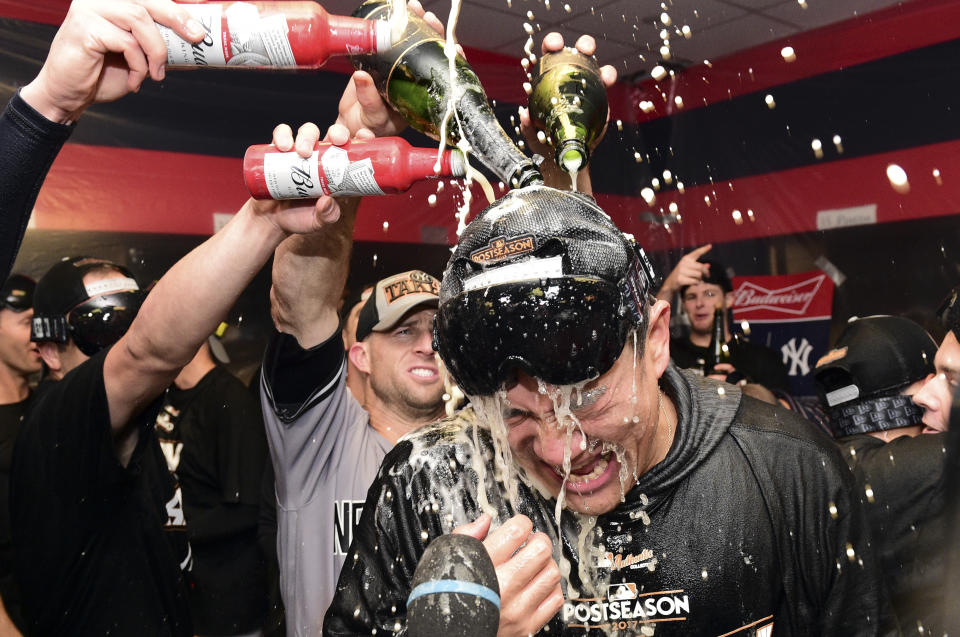 The Yankees are moving on the ALCS after a surprising upset. (AP Photo/David Dermer)