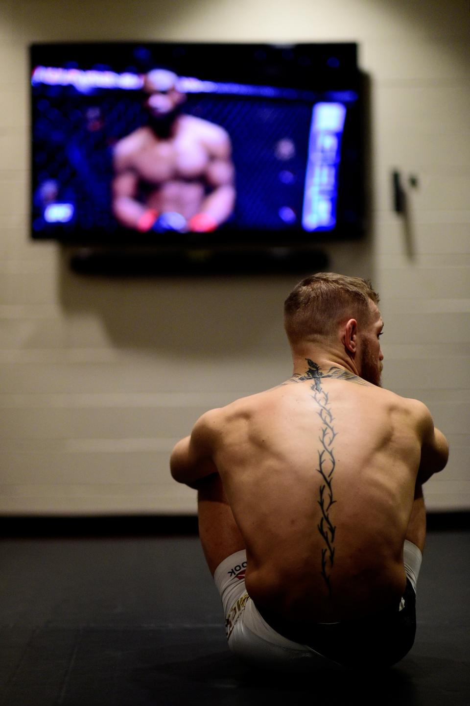 <p>Conor McGregor of Ireland warms up in his locker room prior to his lightweight title fight against Eddie Alvarez during the UFC 205 event at Madison Square Garden on November 12, 2016 in New York City. (Photo by Todd Lussier/Zuffa LLC/Zuffa LLC via Getty Images) </p>