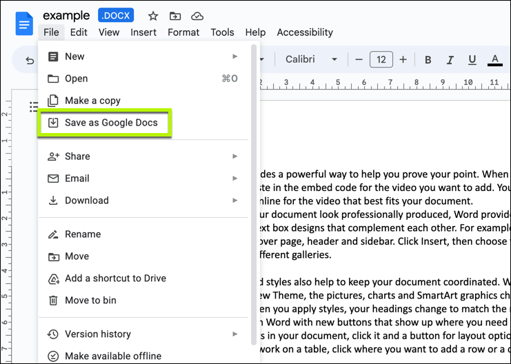 How To Convert A Word Document To Google Docs