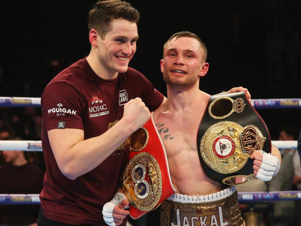 Frampton was trained by Barry McGuigan's son, Shane (right) (Getty)