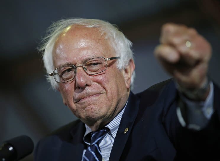 Bernie Sanders speaks at a rally in Santa Monica, Calif., in June. (Photo: John Locher/AP)