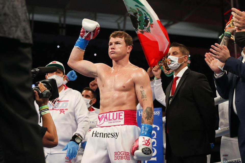 Canelo Alvarez after beating Avni Yildirim (Getty)