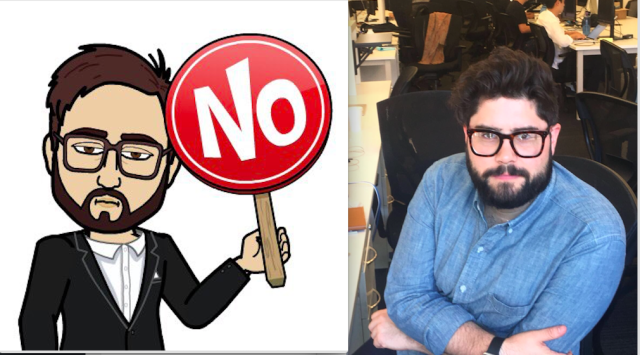 Mike Murphy as a Bitmoji, and in real life. <span class="inline-image-credit">(Bitmoji/Ian Kar)</span>